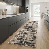 8' Tan Abstract Power Loom Runner Rug