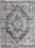 4' X 6' Blue Floral Power Loom Distressed Area Rug