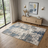 4' X 6' Blue Abstract Power Loom Area Rug