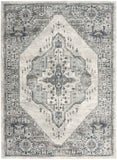 5' X 7' Gray Floral Power Loom Distressed Area Rug