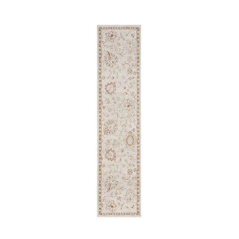 10' Ivory Floral Power Loom Distressed Runner Rug
