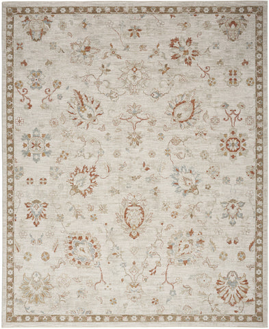 4' X 6' Ivory Floral Power Loom Distressed Area Rug