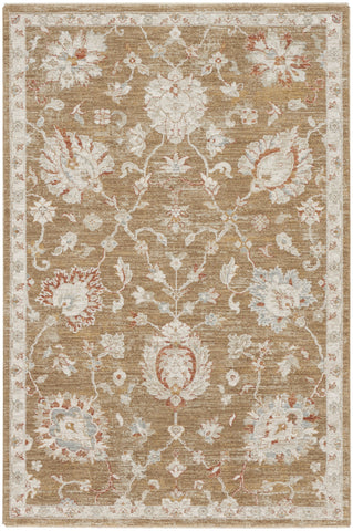4' X 6' Brown Floral Power Loom Distressed Area Rug