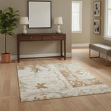 4' X 6' Green Floral Distressed Area Rug