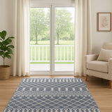 6' Blue Geometric Runner Rug