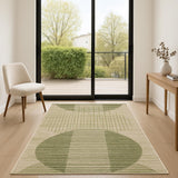 6' Green Geometric Runner Rug