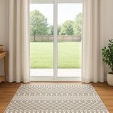 6' Sage And Ivory Geometric Runner Rug