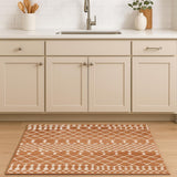 8' Copper And Ivory Geometric Runner Rug