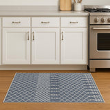 8' Denim Blue Geometric Runner Rug