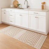 8' Taupe And Ivory Geometric Runner Rug