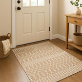 3' X 5' Tan Geometric Area Rug