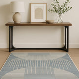 4' X 6' Blue Geometric Area Rug