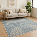 5' X 7' Blue Geometric Area Rug