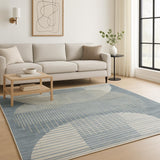 7' X 9' Blue Geometric Area Rug