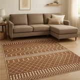 7' X 9' Orange Geometric Area Rug