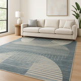 8' X 10' Blue Geometric Area Rug