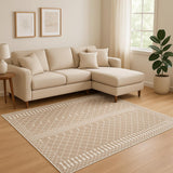 9' X 12' Tan Geometric Area Rug