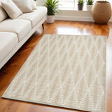 5' X 7' Beige Geometric Area Rug