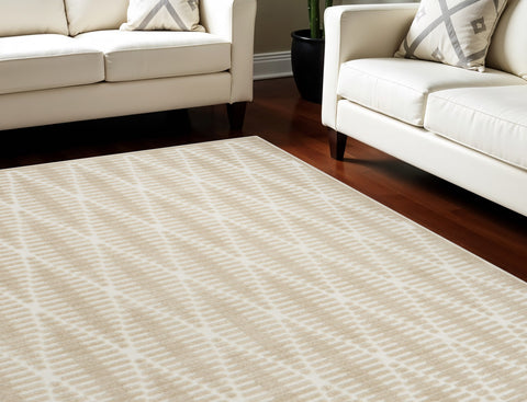 8' X 10' Beige Geometric Area Rug