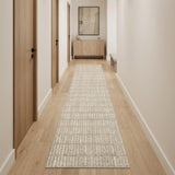 10' Ivory and Gray Geometric Runner Rug
