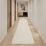 10' Ivory and Gray Geometric Runner Rug