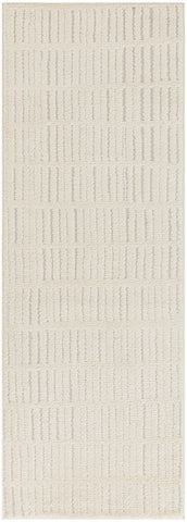 6' Ivory and Gray Geometric Runner Rug
