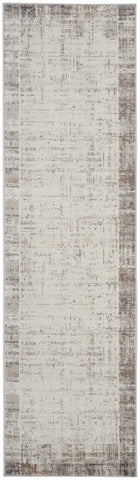 6' Ivory and Gray Abstract Runner Rug