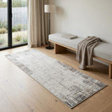 6' Ivory and Gray Abstract Runner Rug