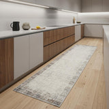 8' Ivory and Gray Abstract Runner Rug