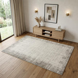 4' X 6' Ivory and Gray Abstract Area Rug
