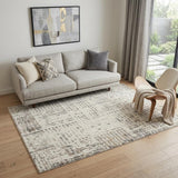 5' X 7' Ivory and Gray Abstract Area Rug