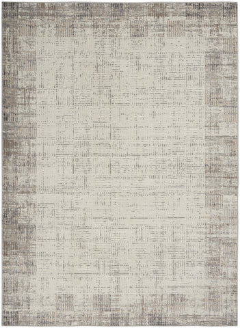 5' X 7' Ivory and Gray Abstract Area Rug
