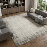 8' X 10' Ivory and Gray Abstract Area Rug