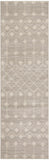 10' Beige Geometric Power Loom Runner Rug
