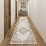 10' Ivory Floral Power Loom Runner Rug