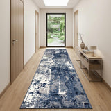 10' Blue Abstract Power Loom Runner Rug