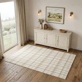 4' X 6' Ivory Plaid Power Loom Area Rug