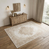 4' X 6' Ivory Floral Power Loom Area Rug