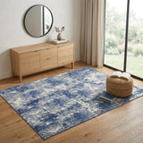 4' X 6' Blue Abstract Power Loom Area Rug