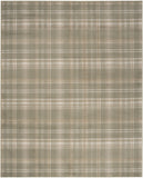 4' X 6' Olive Green and Ivory Plaid Area Rug