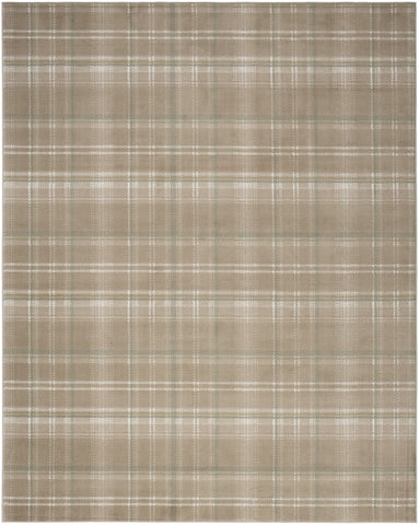 4' X 6' Taupe and Ivory Plaid Area Rug