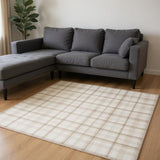 6' X 9' Ivory Plaid Area Rug