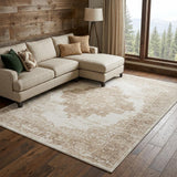 6' X 9' Ivory Floral Power Loom Area Rug