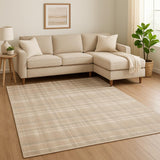 6' X 9' Tan Plaid Area Rug