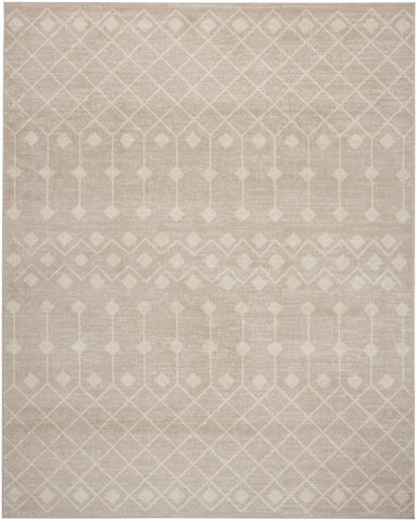 7' X 10' Beige Geometric Power Loom Area Rug