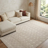 7' X 10' Beige Geometric Power Loom Area Rug