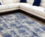 7' X 10' Blue Abstract Power Loom Area Rug