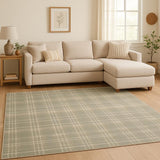 7' X 10' Green Plaid Area Rug