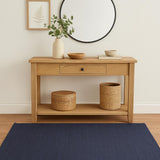 4' X 6' Navy Blue Jute Flatweave Handmade Area Rug