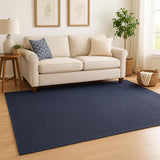 5' X 7' Navy Blue Jute Flatweave Handmade Area Rug